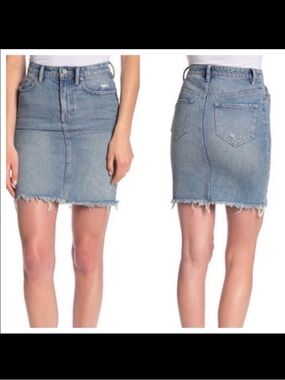 All Saints Kim Raw Hem Distressed Denim Jean Mini Skirt